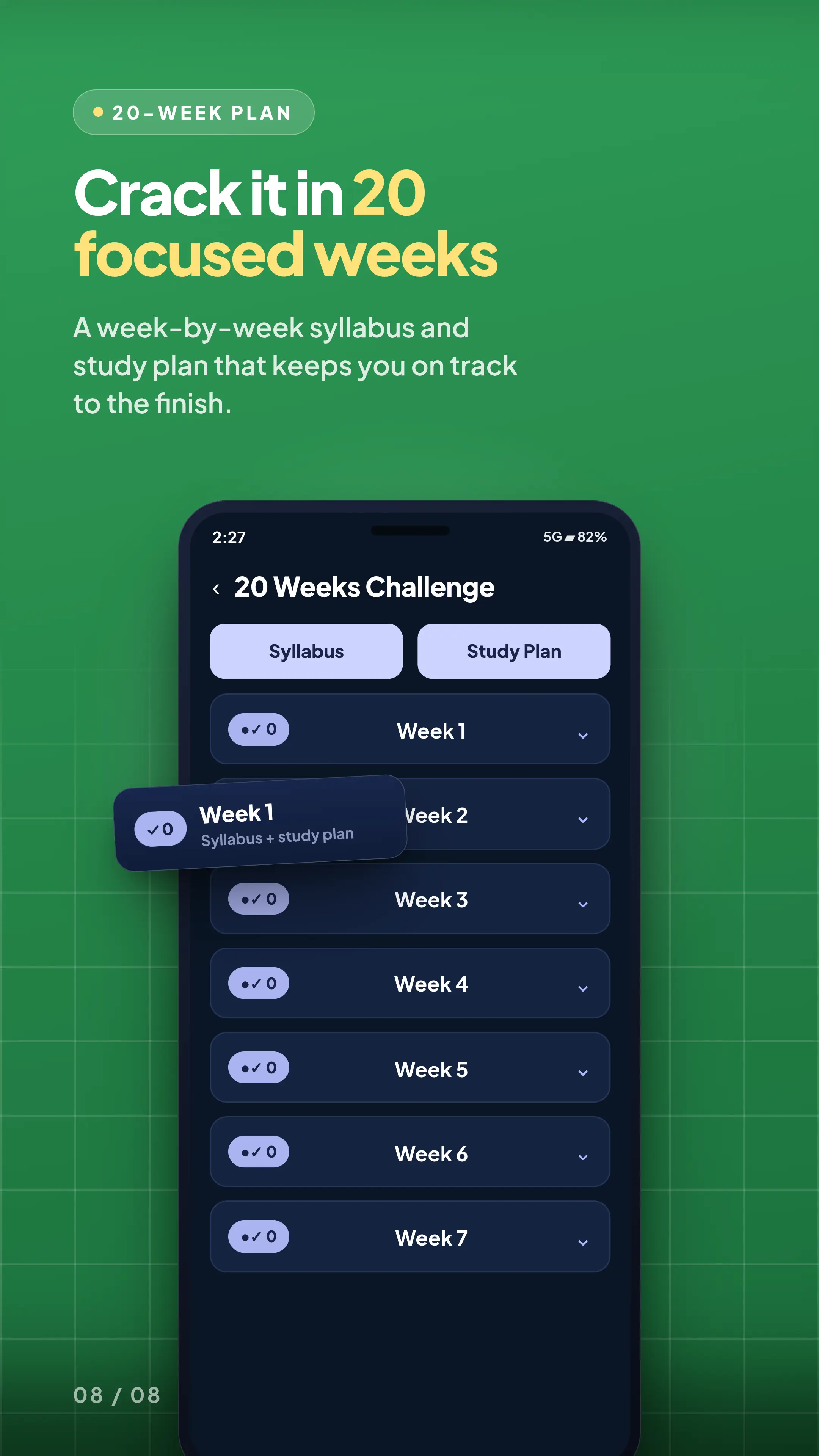 20 Weeks Challenge — a week-by-week syllabus and study plan across 140 days.